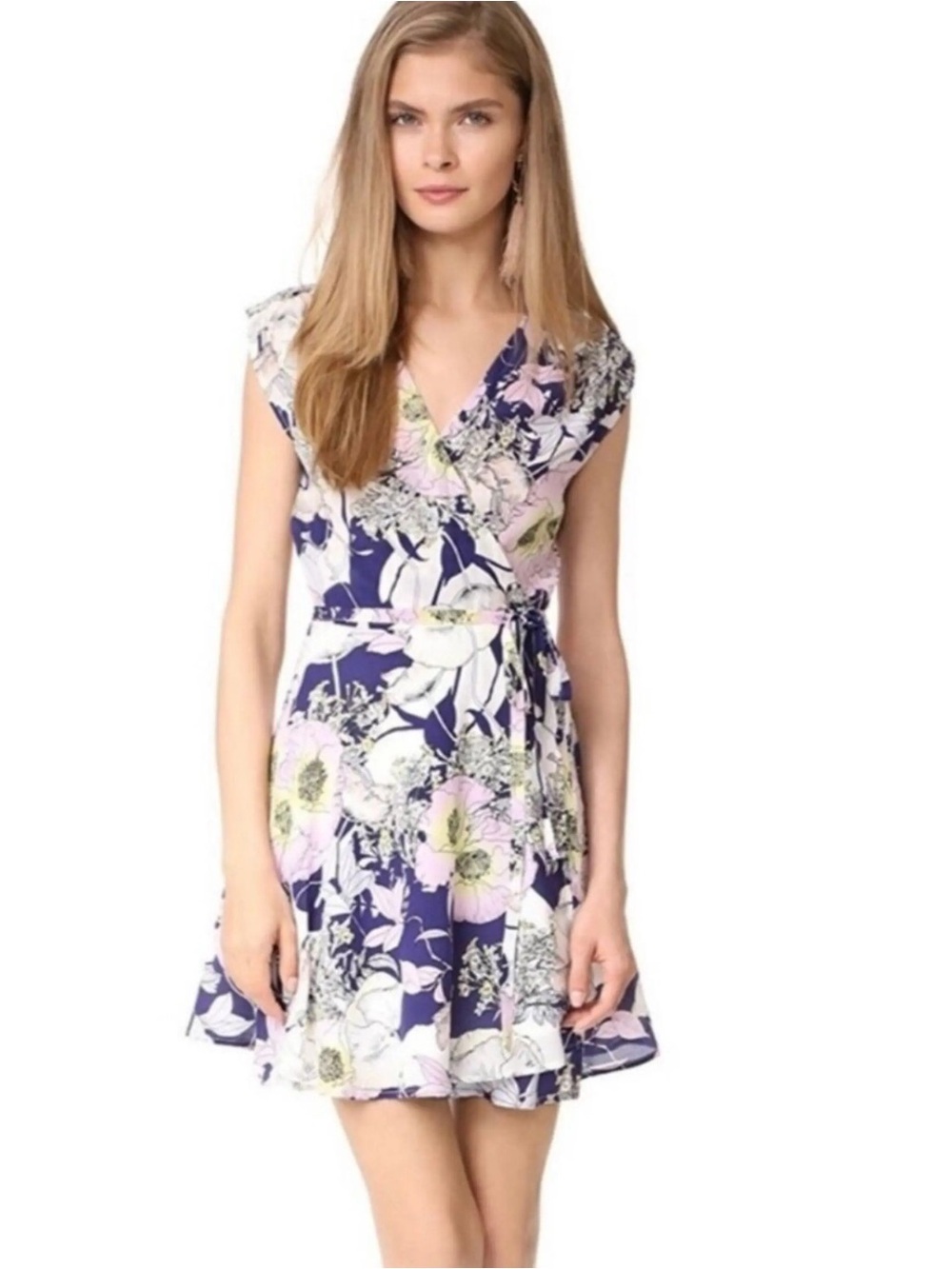 Yumi Kim Soho Mixer Bora Bora Floral 100% Silk Wrap Dress Size XS
